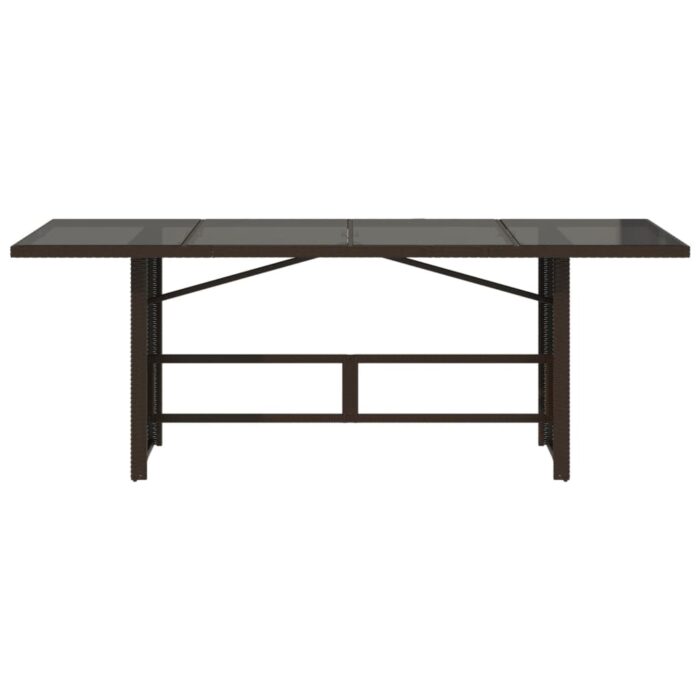 Table de jardin dessus en verre marron 190x80x74 cm – Image 4