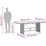 Table de jardin dessus en verre marron 190x80x74 cm – Image 8