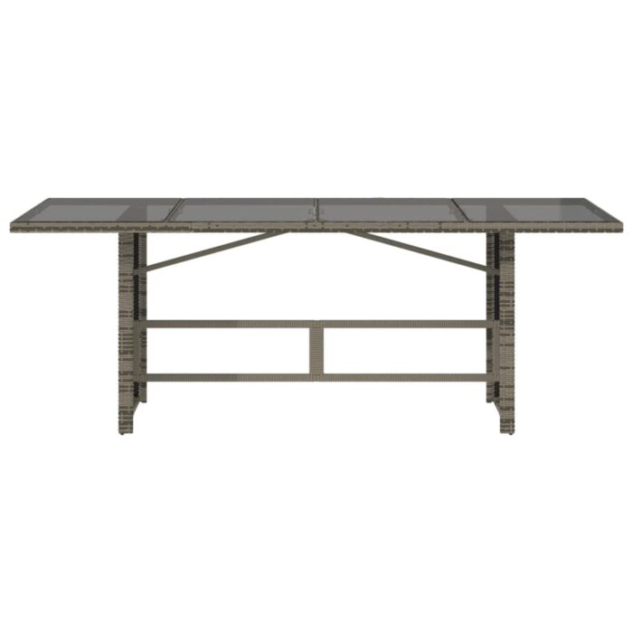 Table de jardin dessus en verre gris 190x80x74cm résine tressée – Image 4