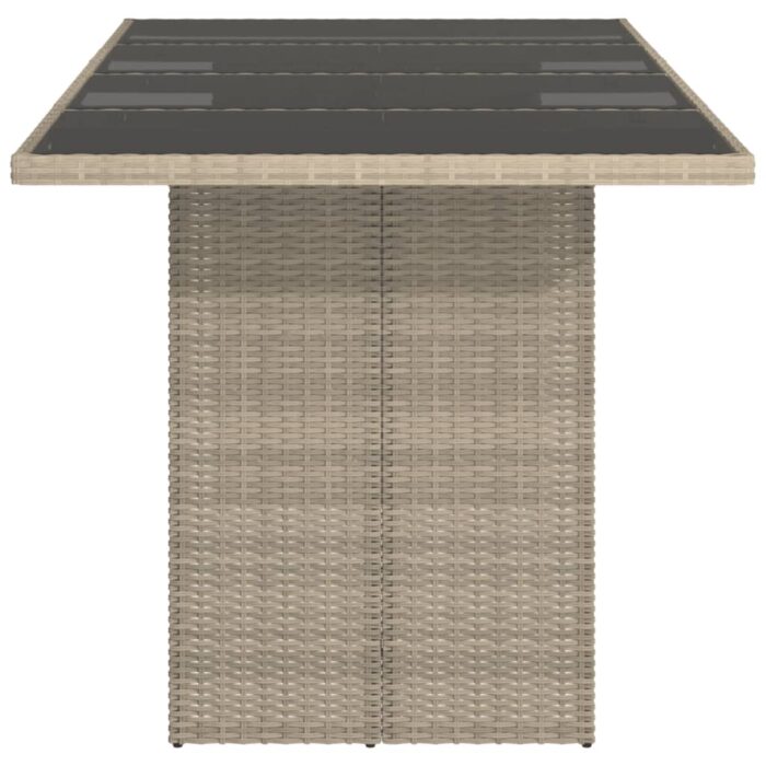 Table de jardin dessus en verre gris clair 190x80x74 cm – Image 2