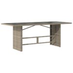 Table de jardin dessus en verre gris clair 190x80x74 cm – Image 3