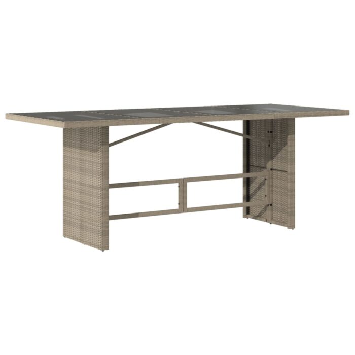 Table de jardin dessus en verre gris clair 190x80x74 cm – Image 3