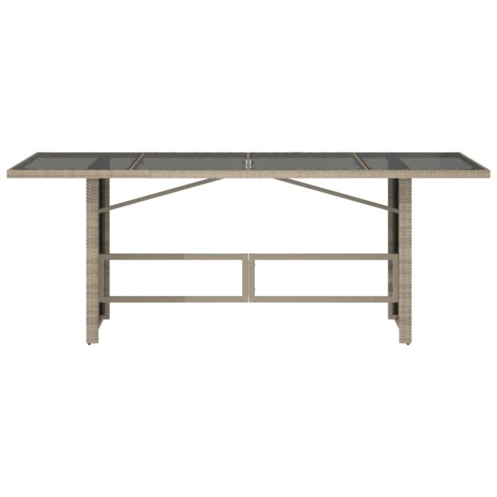 Table de jardin dessus en verre gris clair 190x80x74 cm – Image 4