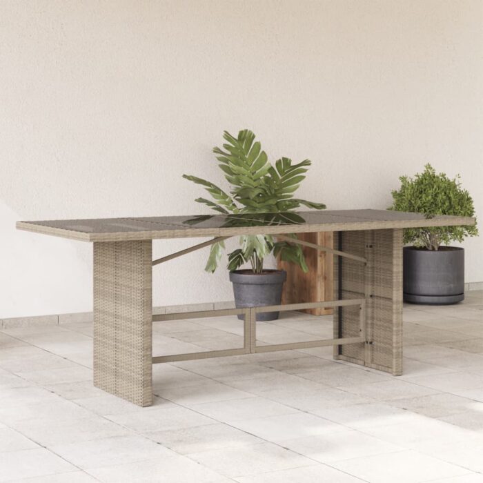 VXL8721012264083_m_en_hd_1.jpg Table de jardin dessus en verre gris clair 190x80x74 cm – Image 1