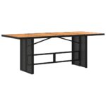 Table de jardin avec dessus en bois d'acacia noir 190x80x74 cm – Image 3