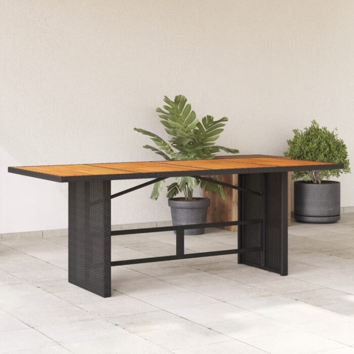 Table de jardin avec dessus en bois d'acacia noir 190x80x74 cm – Image 1