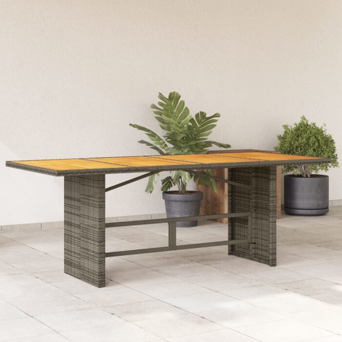 Table de jardin avec dessus en bois d'acacia gris 190x80x74 cm – Image 1