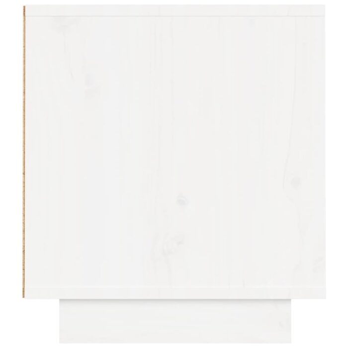 Meuble TV Blanc 140x35x40 cm Bois de pin massif – Image 4
