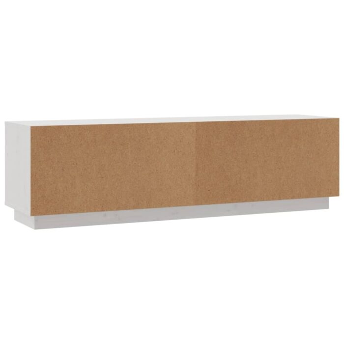 Meuble TV Blanc 140x35x40 cm Bois de pin massif – Image 5