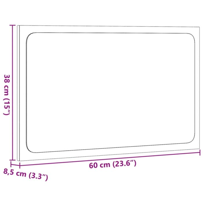 Miroir de salle de bain à LED chêne sonoma bois d'ingénierie – Image 12