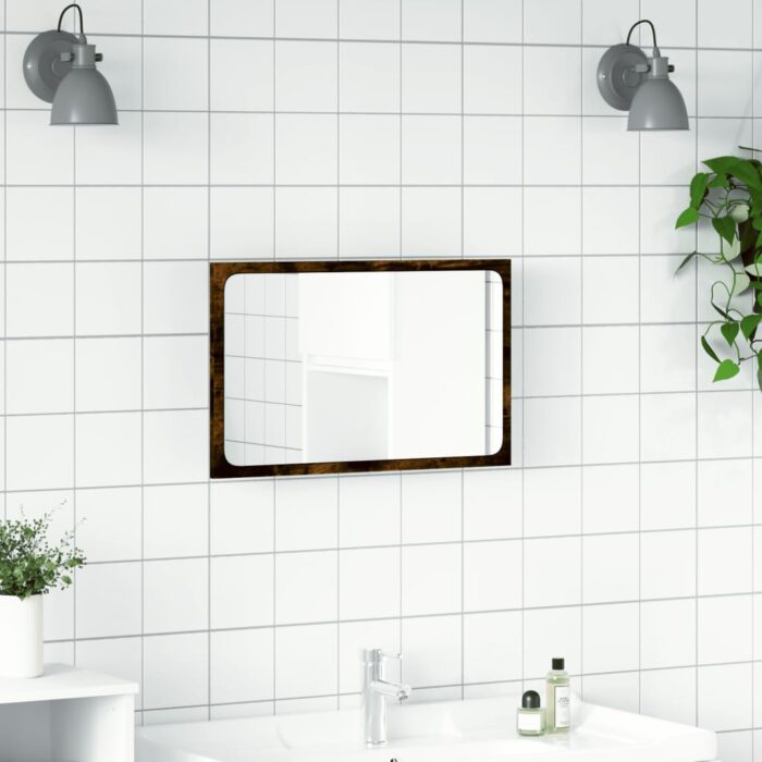 Miroir de salle de bain à LED chêne sonoma bois d'ingénierie – Image 2