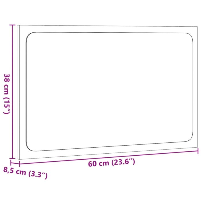 Miroir de salle de bain à LED sonoma gris bois d'ingénierie – Image 12