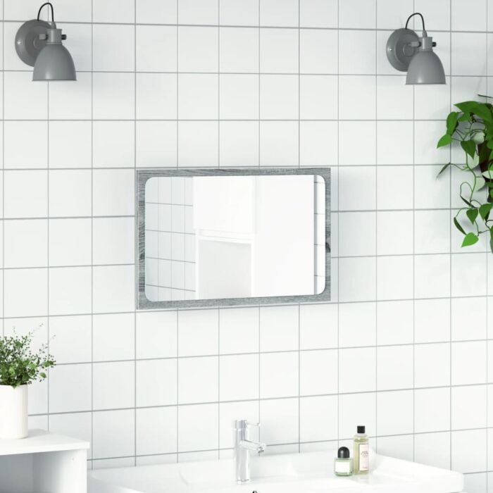 Miroir de salle de bain à LED sonoma gris bois d'ingénierie – Image 2