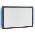 Miroir de salle de bain à LED chêne marron bois d'ingénierie – Image 3