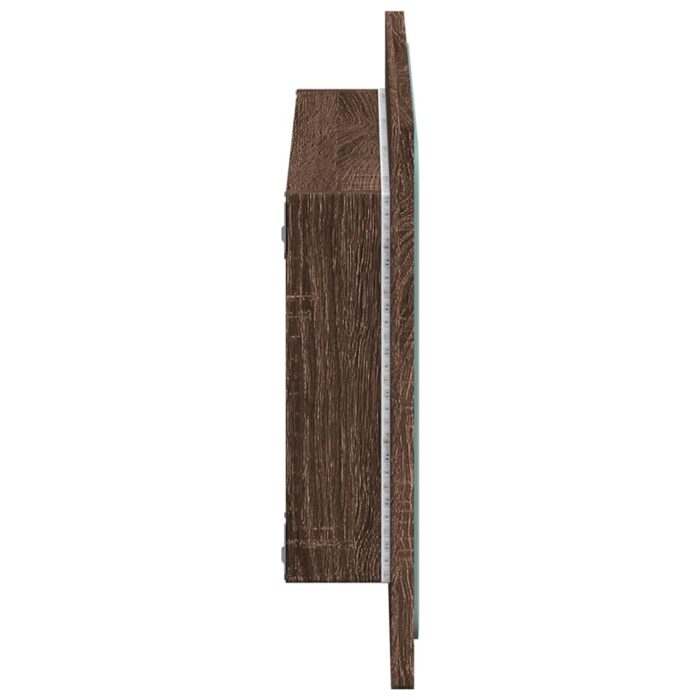 Miroir de salle de bain à LED chêne marron bois d'ingénierie – Image 5