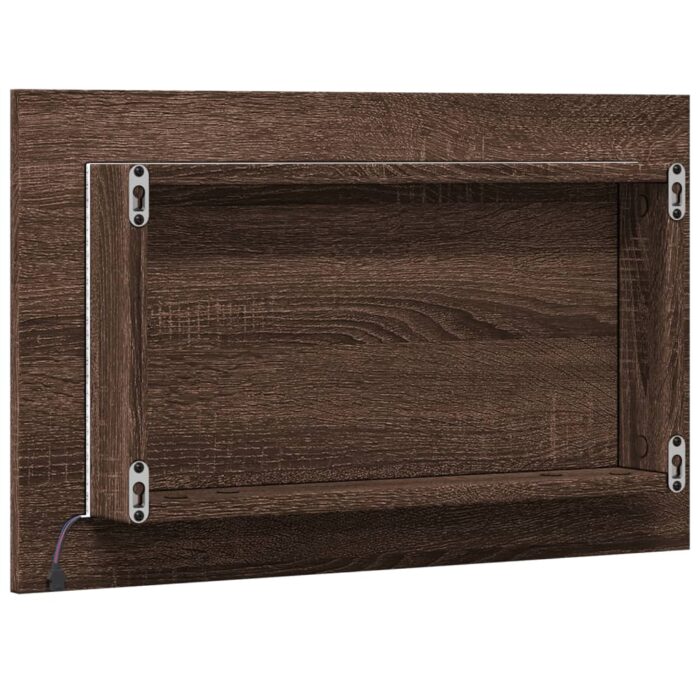 Miroir de salle de bain à LED chêne marron bois d'ingénierie – Image 6