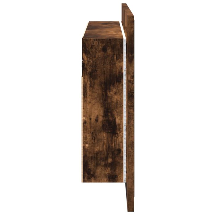 Armoire à miroir à LED de bain chêne fumé 80x12x45 cm acrylique – Image 6
