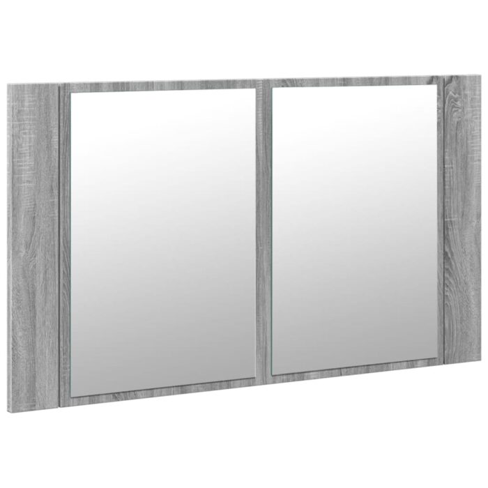 Armoire de salle de bain à miroir LED sonoma gris 80x12x45 cm – Image 4