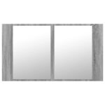 Armoire de salle de bain à miroir LED sonoma gris 80x12x45 cm – Image 5