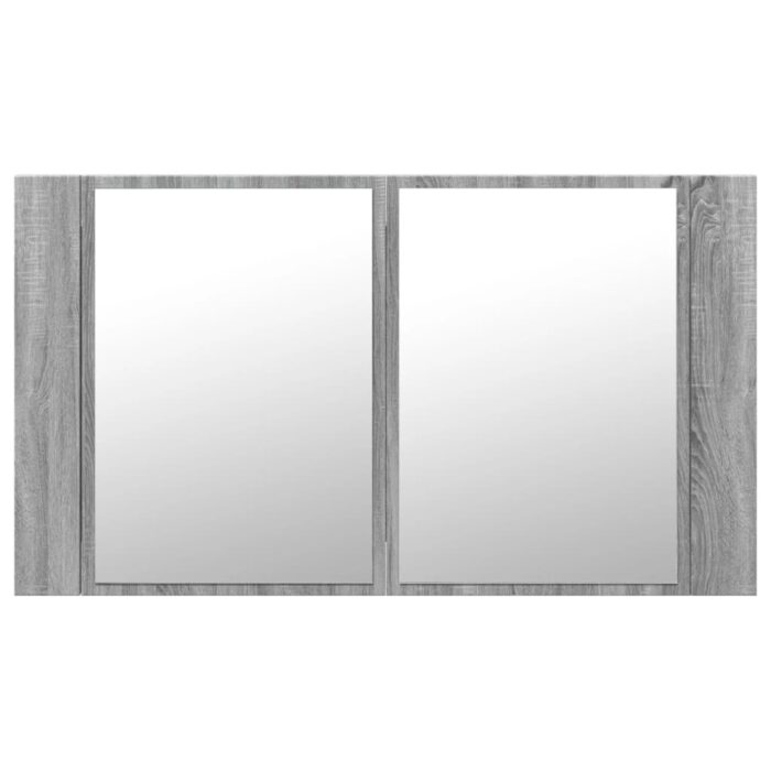 Armoire de salle de bain à miroir LED sonoma gris 80x12x45 cm – Image 5