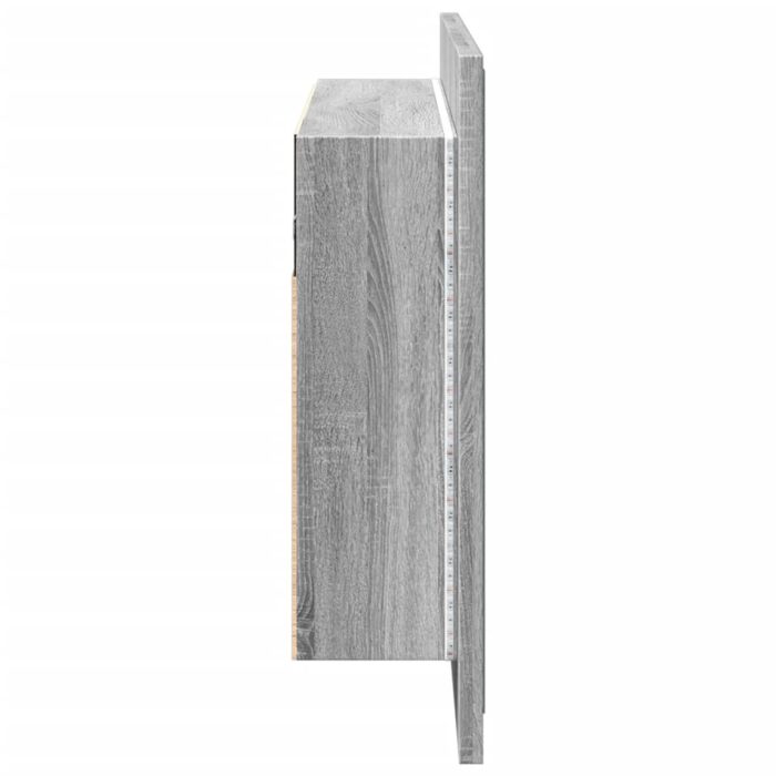 Armoire de salle de bain à miroir LED sonoma gris 80x12x45 cm – Image 6