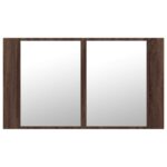 Armoire à miroir à LED de bain chêne marron 80x12x45 cm – Image 5