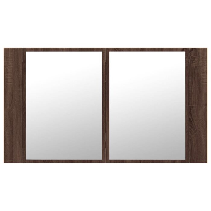 Armoire à miroir à LED de bain chêne marron 80x12x45 cm – Image 5