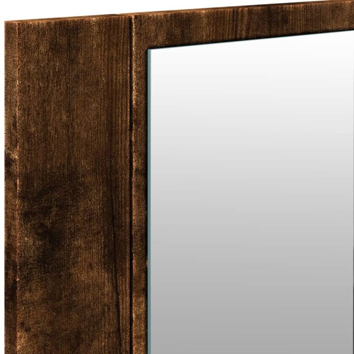 Armoire à miroir à LED de bain chêne fumé 100x12x45 cm – Image 8
