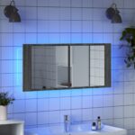 Armoire à miroir à LED de bain gris sonoma 100x12x45 cm – Image 2