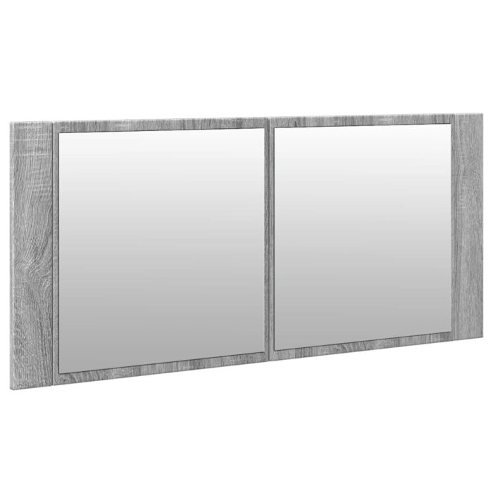 Armoire à miroir à LED de bain gris sonoma 100x12x45 cm – Image 4