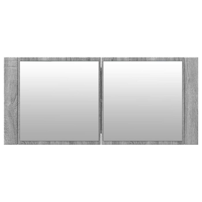 Armoire à miroir à LED de bain gris sonoma 100x12x45 cm – Image 5