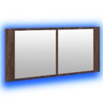 Armoire à miroir à LED de bain chêne marron 100x12x45 cm – Image 3