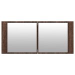 Armoire à miroir à LED de bain chêne marron 100x12x45 cm – Image 5