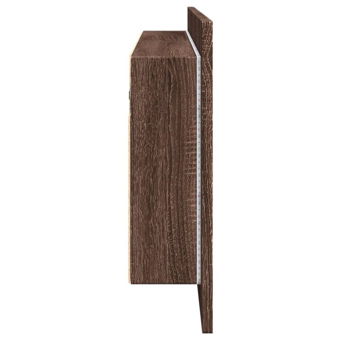Armoire à miroir à LED de bain chêne marron 100x12x45 cm – Image 6