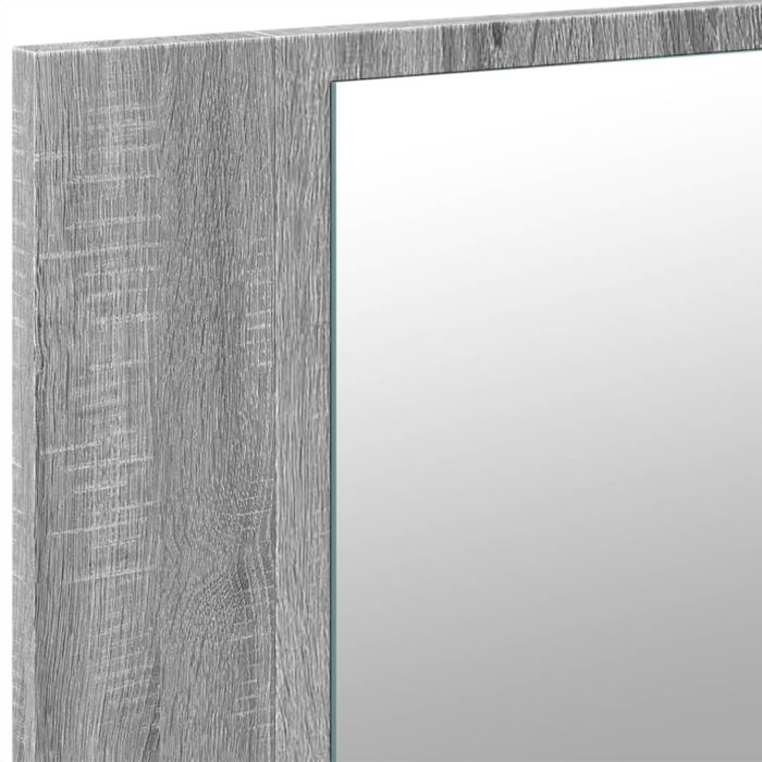 Armoire de salle de bain à miroir LED sonoma gris 90x12x45 cm – Image 8