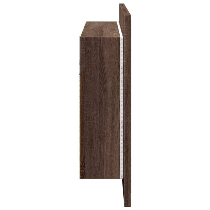 Armoire à miroir à LED de bain chêne marron 90x12x45 cm – Image 6
