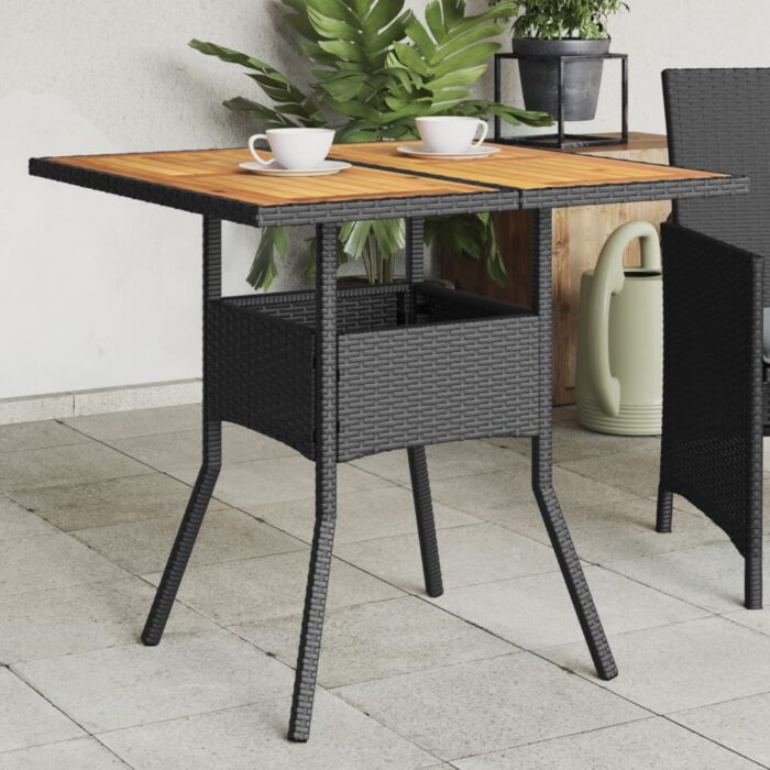 Table de jardin et dessus en bois d'acacia noir résine tressée – Image 1