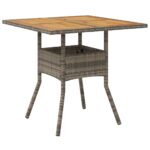 Table de jardin et dessus en bois d'acacia gris résine tressée – Image 4