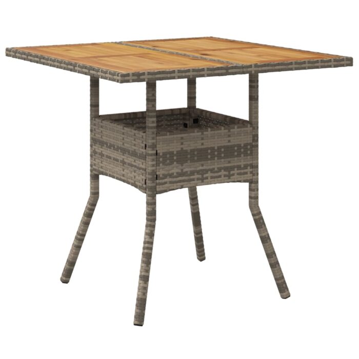 Table de jardin et dessus en bois d'acacia gris résine tressée – Image 4