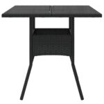 Table de jardin dessus en verre noir 80x80x75 cm résine tressée – Image 2