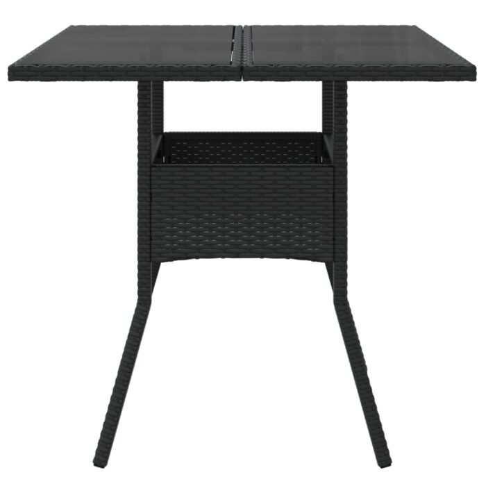 Table de jardin dessus en verre noir 80x80x75 cm résine tressée – Image 2