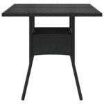 Table de jardin dessus en verre noir 80x80x75 cm résine tressée – Image 3