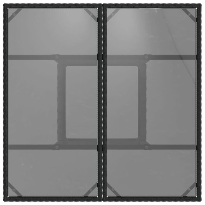 Table de jardin dessus en verre noir 80x80x75 cm résine tressée – Image 5