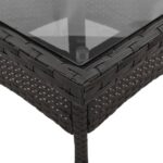 Table de jardin dessus en verre noir 80x80x75 cm résine tressée – Image 6