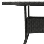 Table de jardin dessus en verre noir 80x80x75 cm résine tressée – Image 7