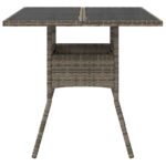 Table de jardin dessus en verre gris 80x80x75 cm résine tressée – Image 2