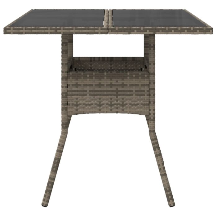 Table de jardin dessus en verre gris 80x80x75 cm résine tressée – Image 2