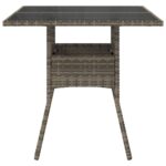 Table de jardin dessus en verre gris 80x80x75 cm résine tressée – Image 3