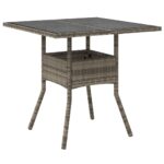 Table de jardin dessus en verre gris 80x80x75 cm résine tressée – Image 4