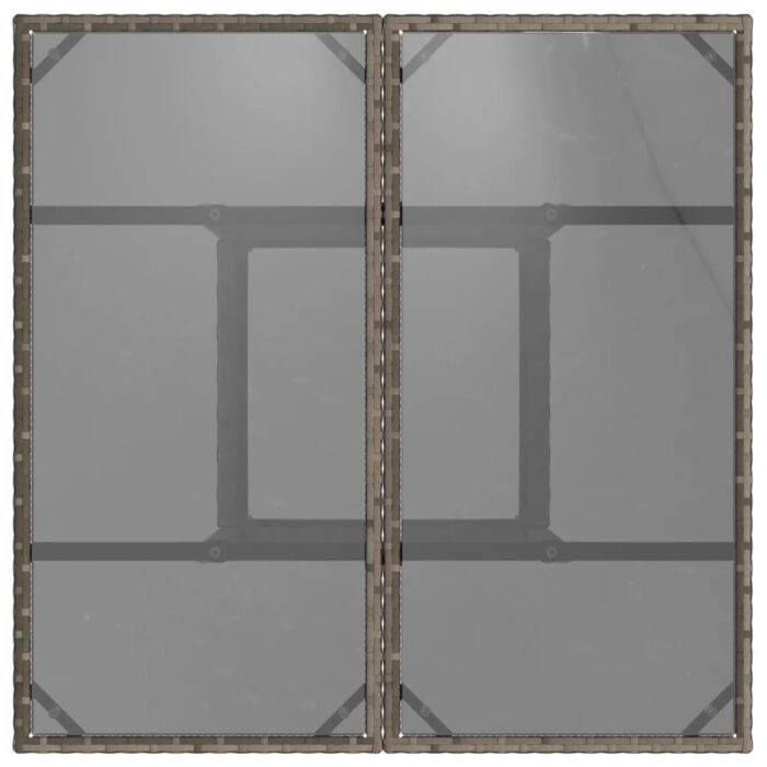 Table de jardin dessus en verre gris 80x80x75 cm résine tressée – Image 5